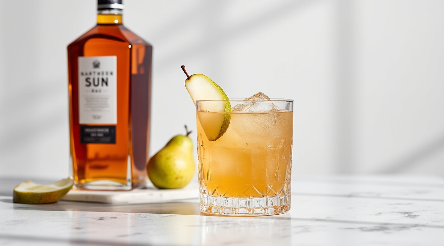 A vibrant Northern Sun cocktail served in a Collins glass with a garnish.