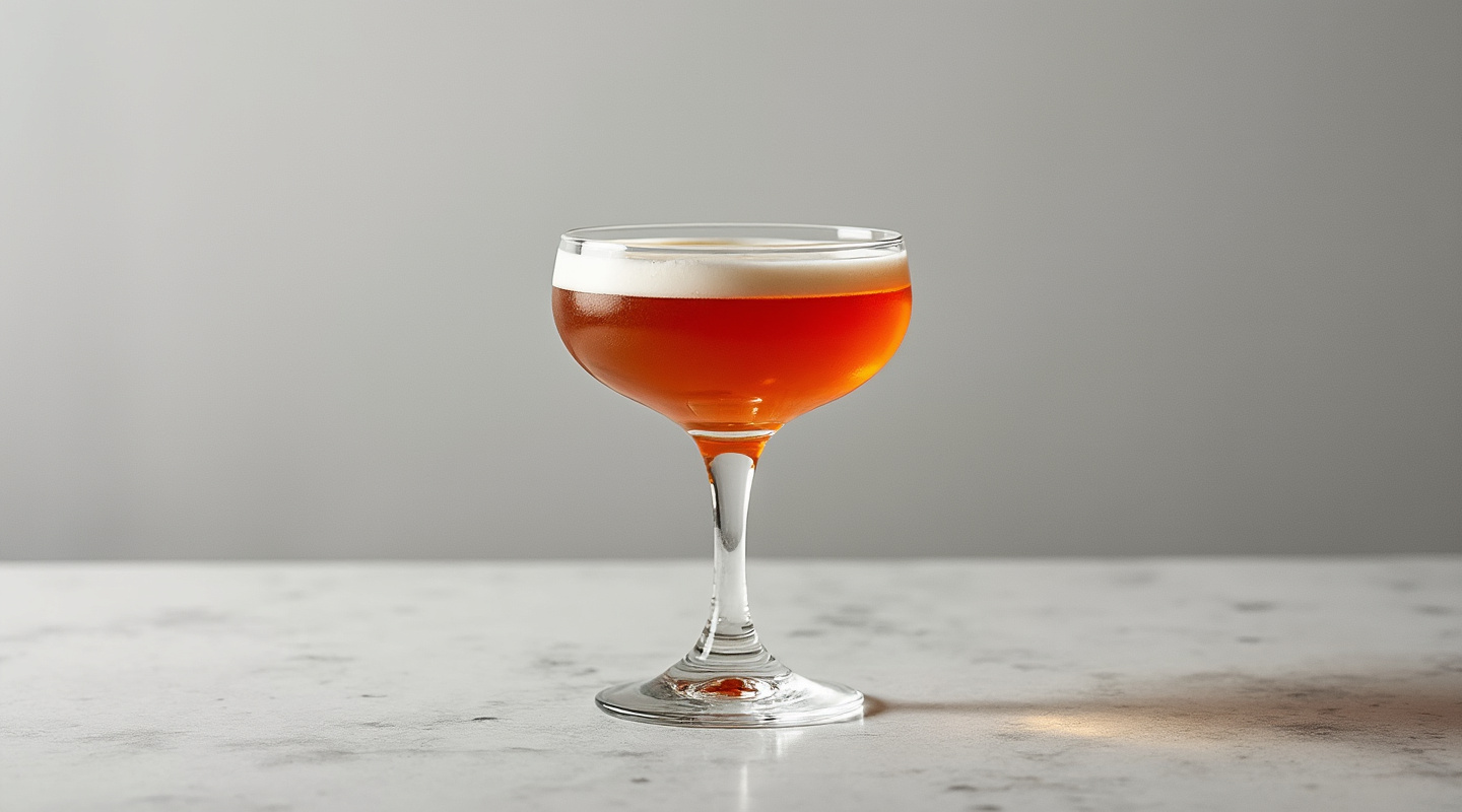 A chilled Bushwick cocktail served in a coupe glass
