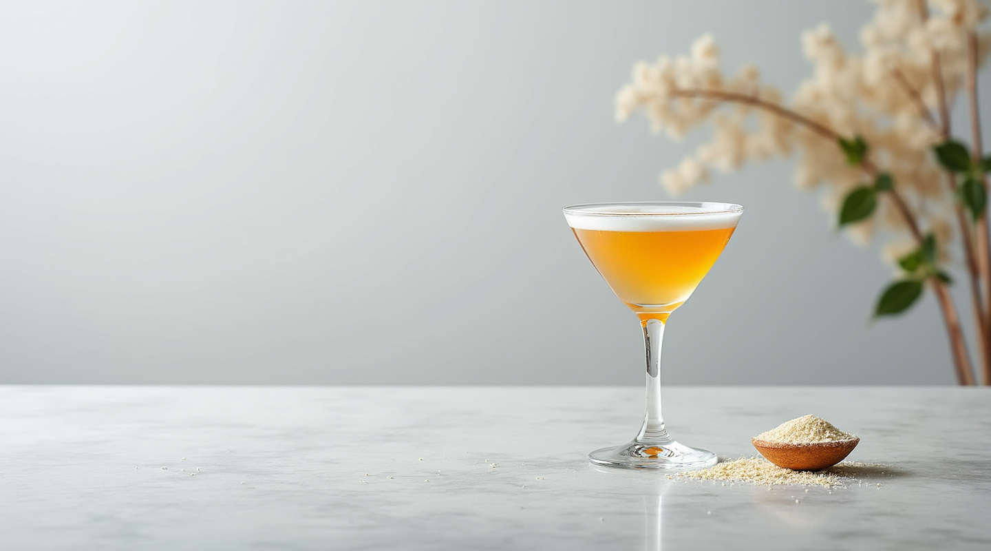 A glass of Lazy Man Flip garnished with nutmeg