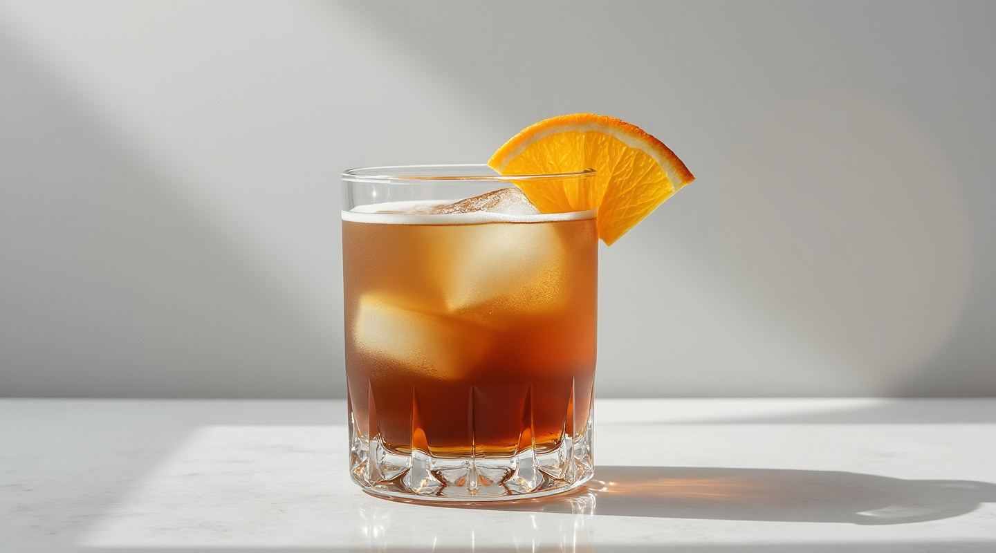 Bourbon Skin served in a Toddy glass with orange zest garnish