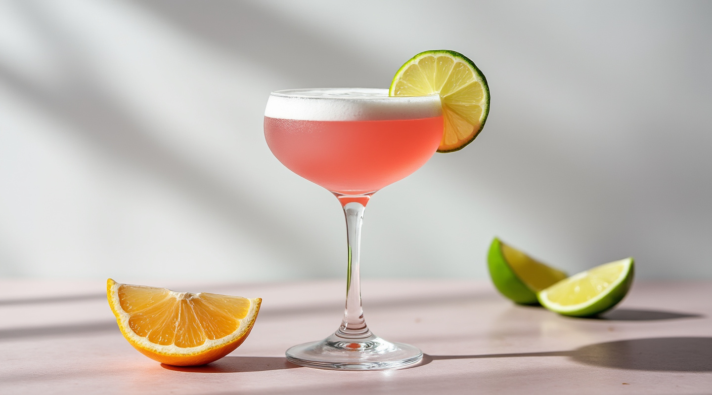 Pink Chihuahua cocktail served in a coupe glass