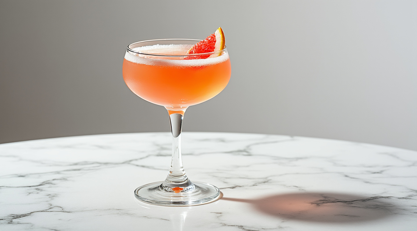 A colorful and vibrant Enrico Pallazzo cocktail served in a coupe glass.