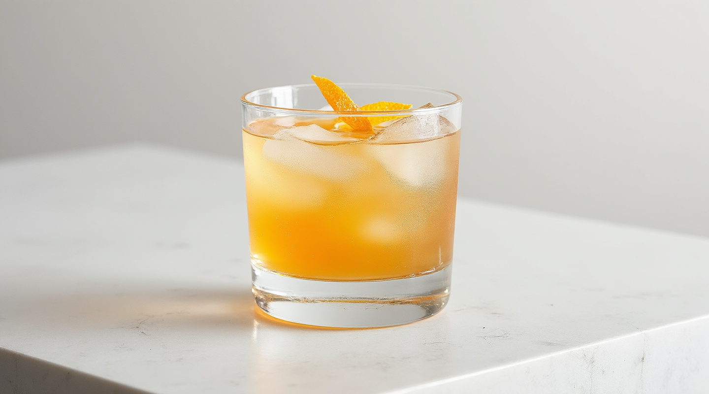 A cocktail featuring Cognac, Irish whiskey, and orange liqueur, garnished with orange zest and nutmeg in a coupe glass.