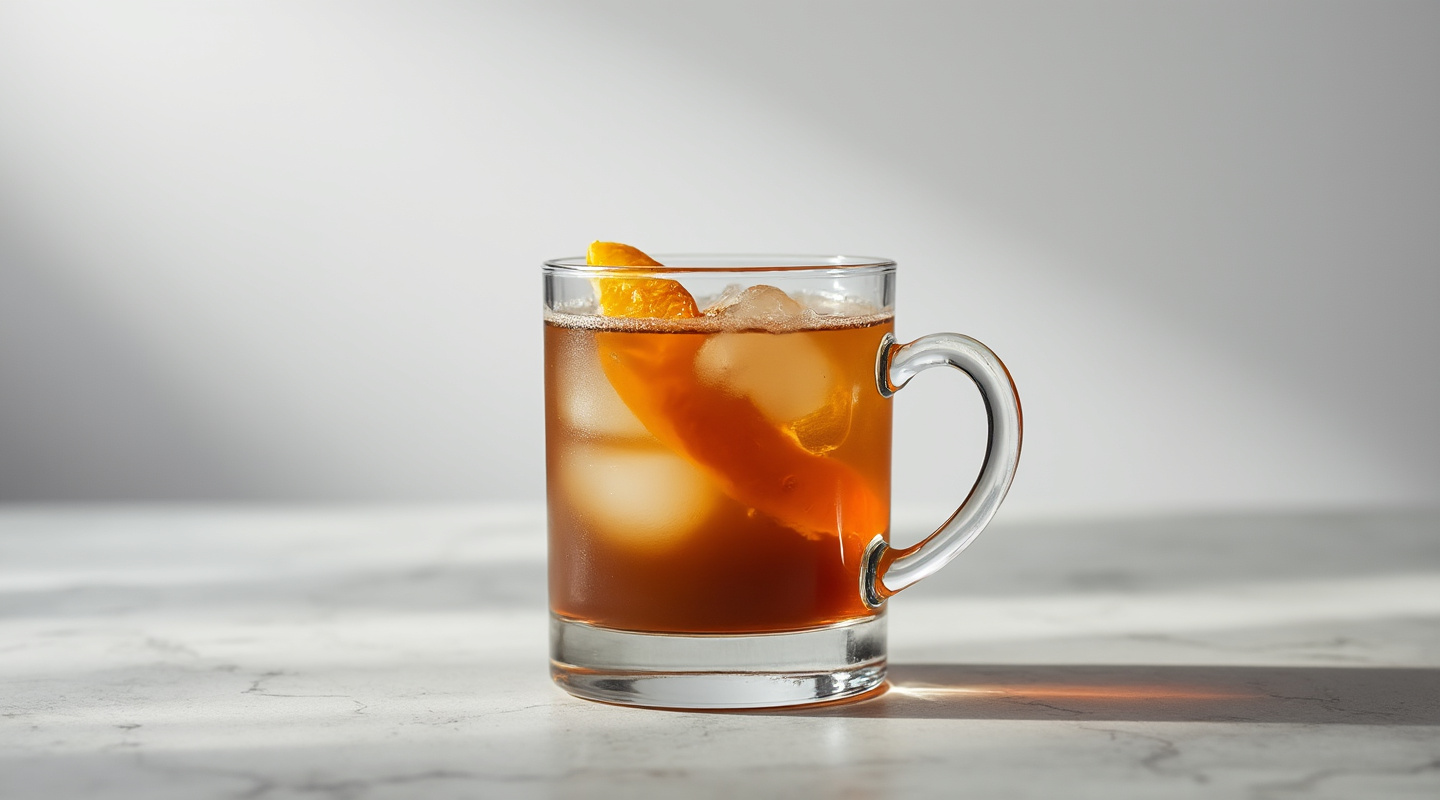 Good Afternoon cocktail in a cup with orange zest twist