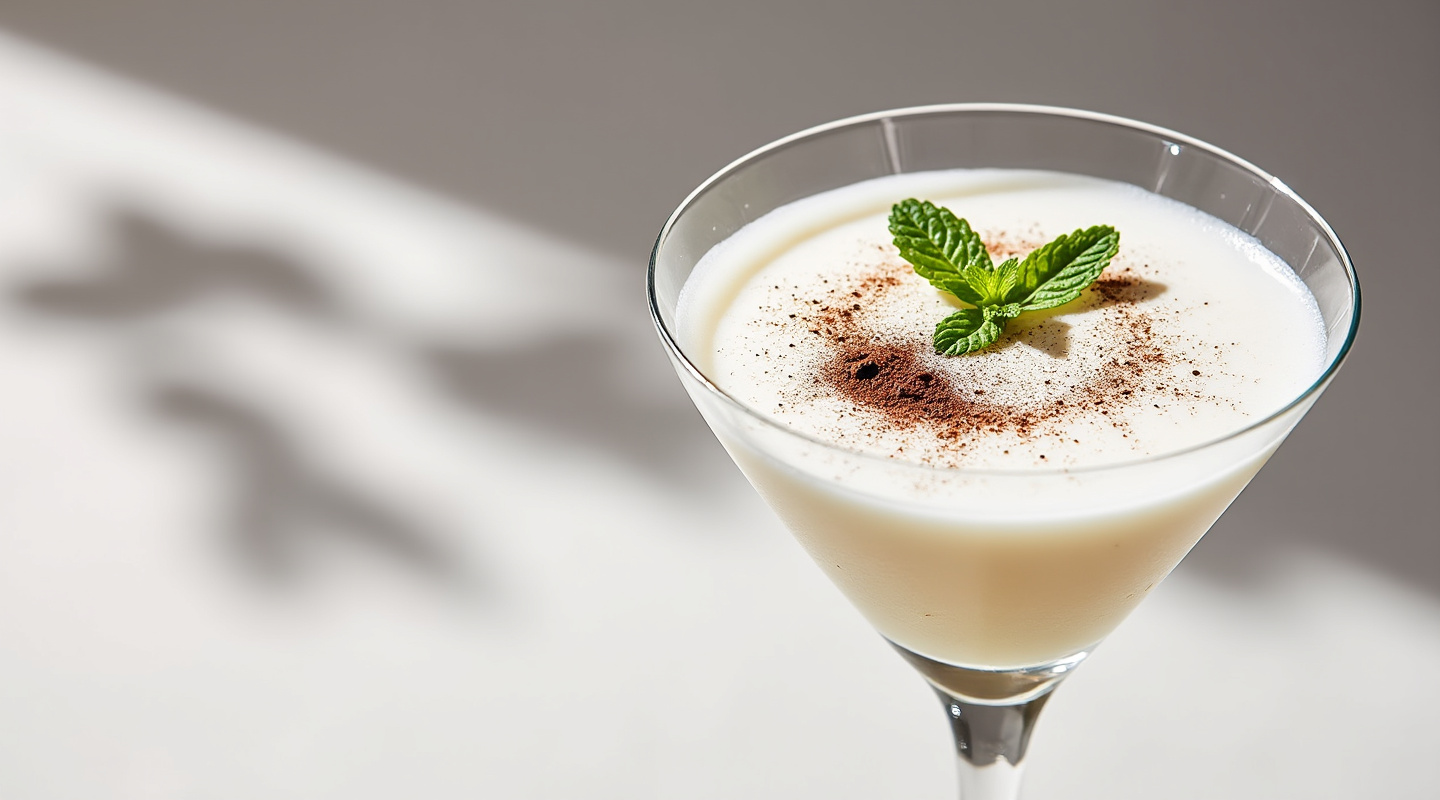 Polar Express cocktail in a martini glass