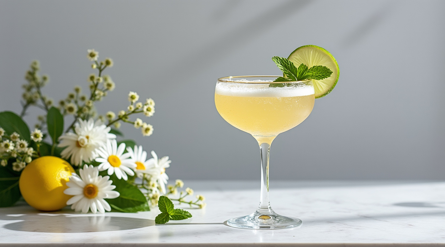 Daisy de Santiago cocktail served in a wine glass