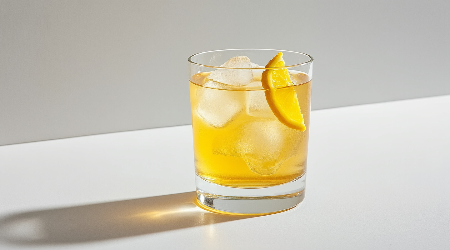 Yellow Negroni in an Old-fashioned glass