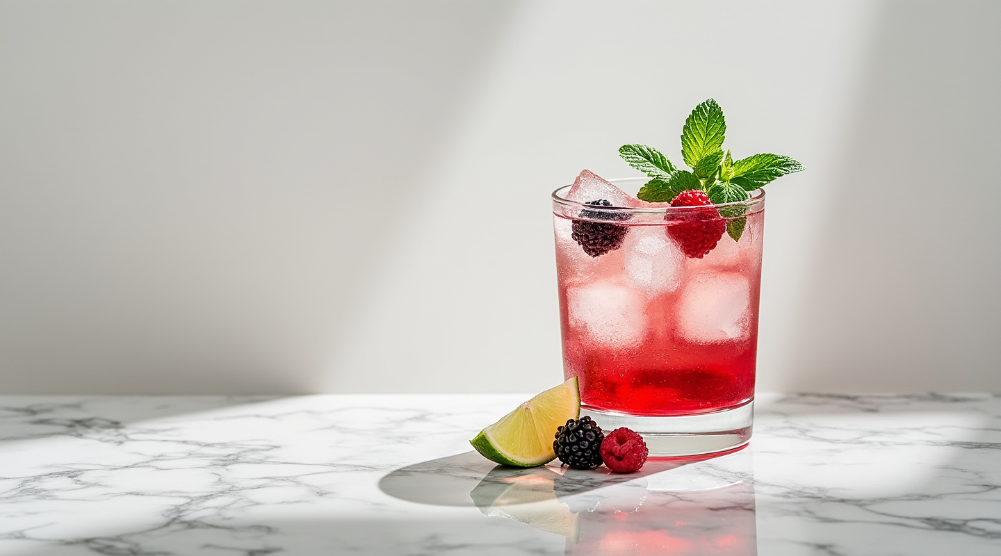 Courtside Cocktail with fresh berries garnish
