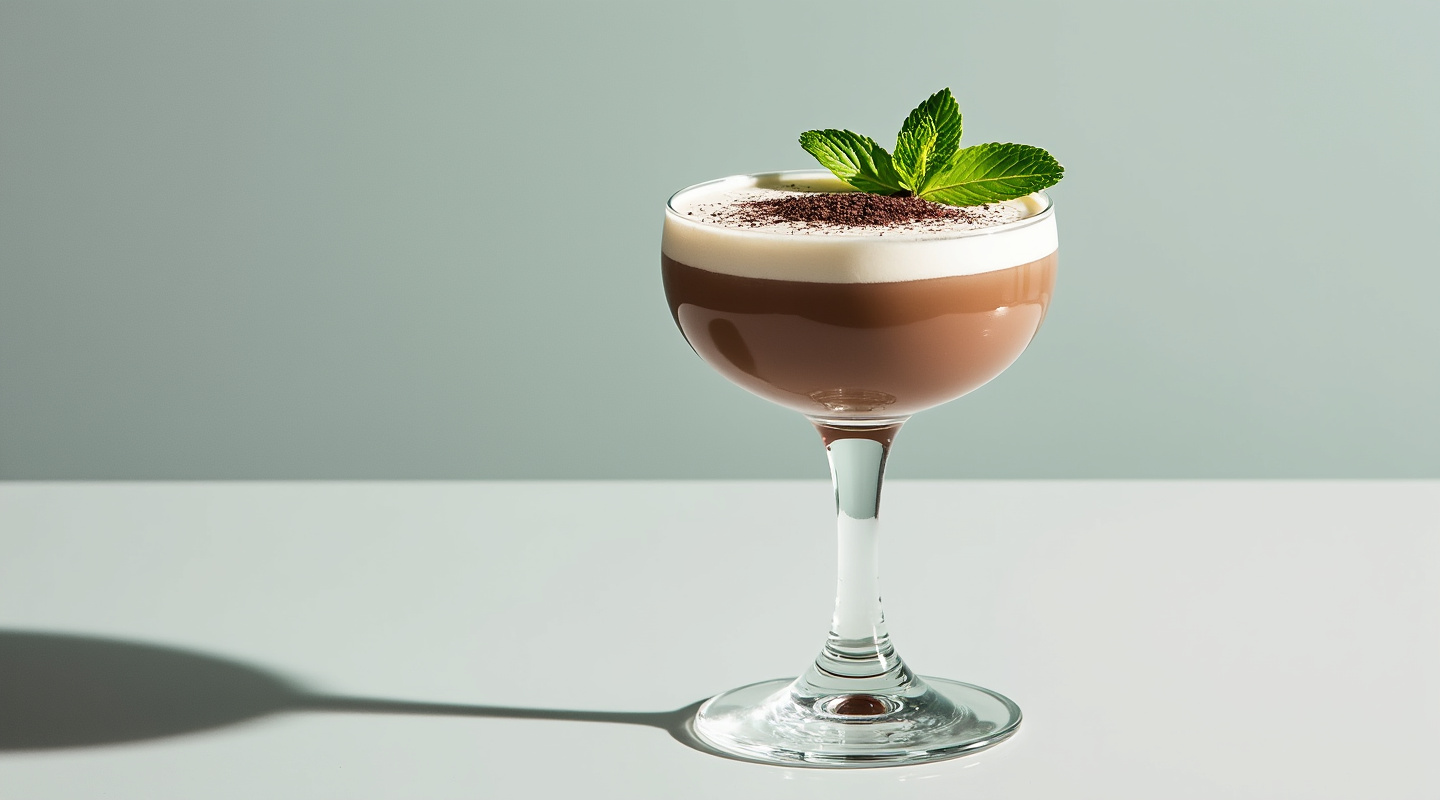 Choc Mint Alexander served in a coupe glass