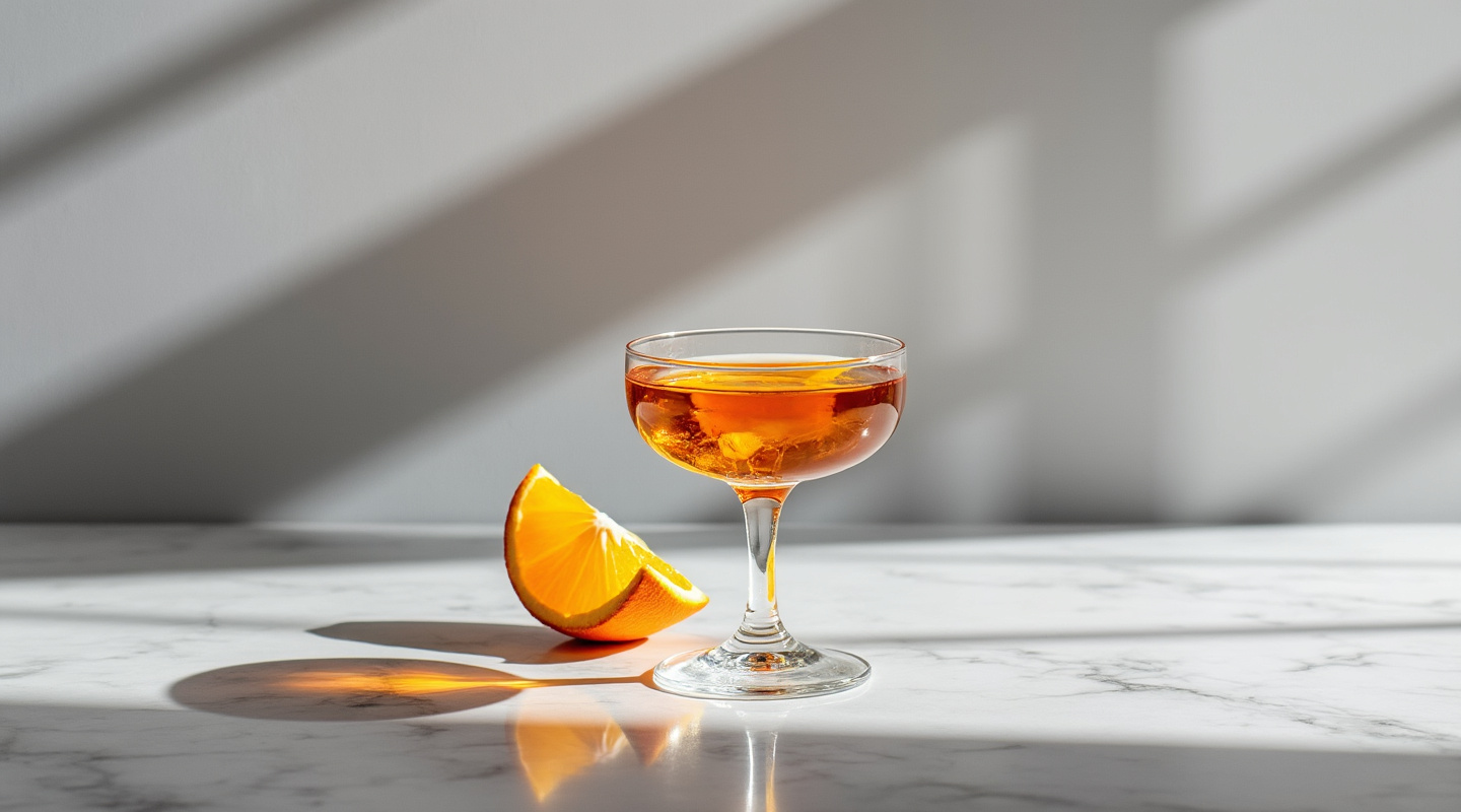 Chas cocktail in a Nick & Nora glass