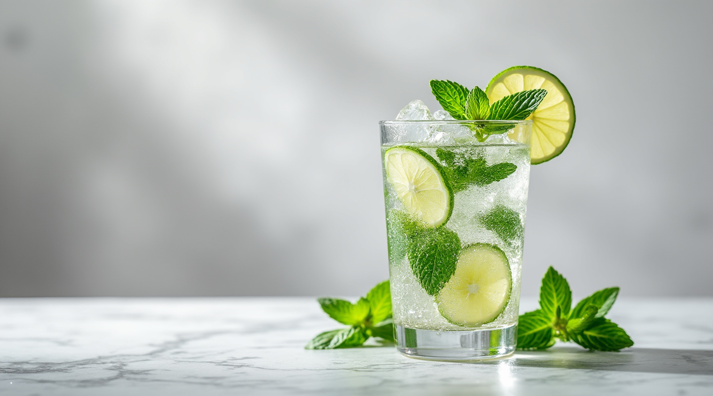 Mojito cocktail with mint garnish