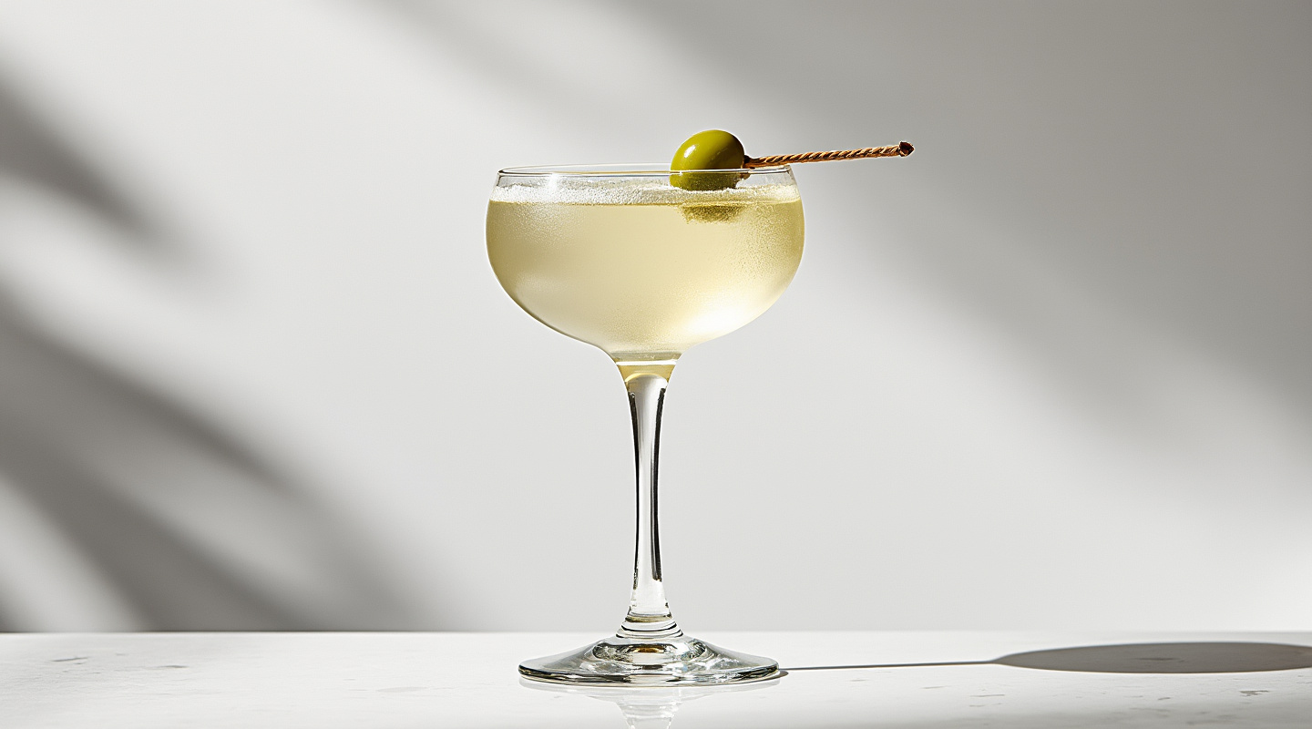 White Spider cocktail in a Nick & Nora glass