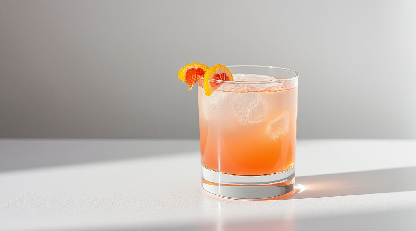 De Rigueur cocktail in a coupe glass with grapefruit zest garnish