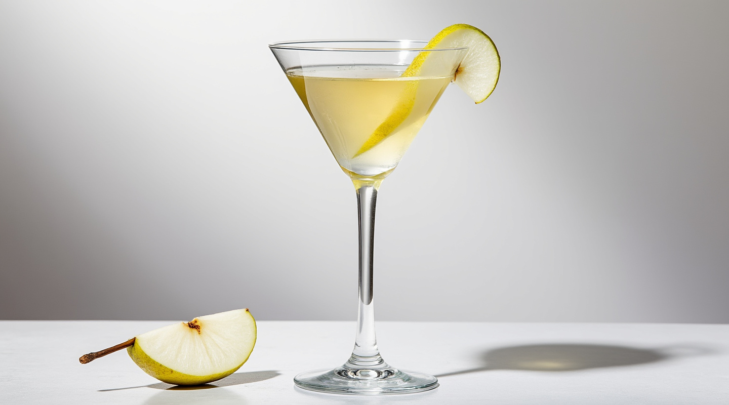 Nice Poire Martini served in a chilled Martini glass.