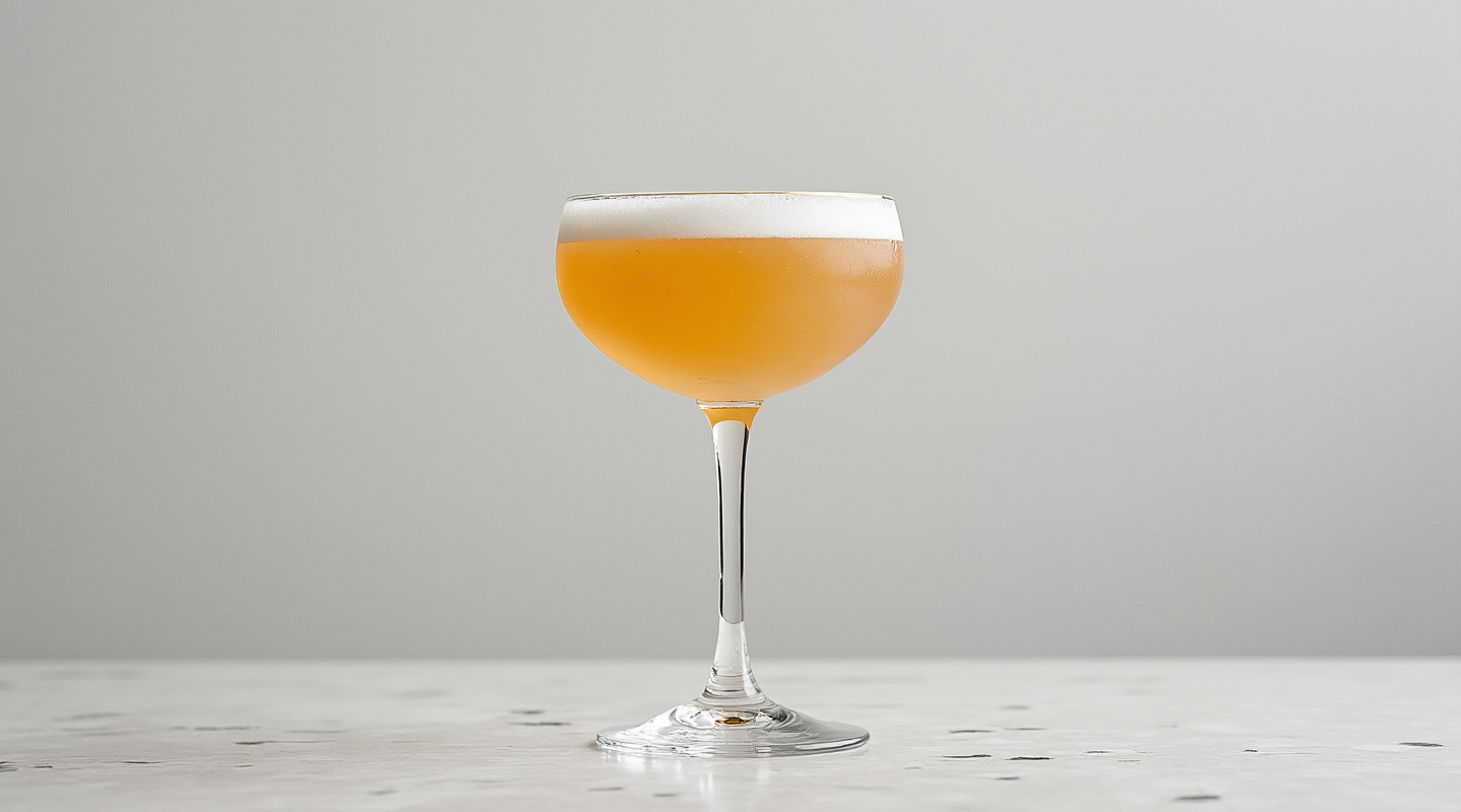 A sophisticated cocktail served in a Nick & Nora glass