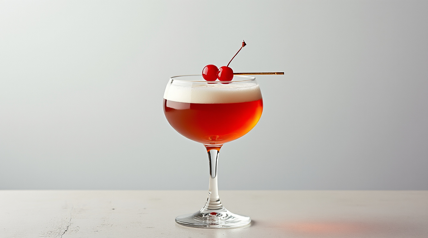 A Spicy Manhattan cocktail served in a coupe glass