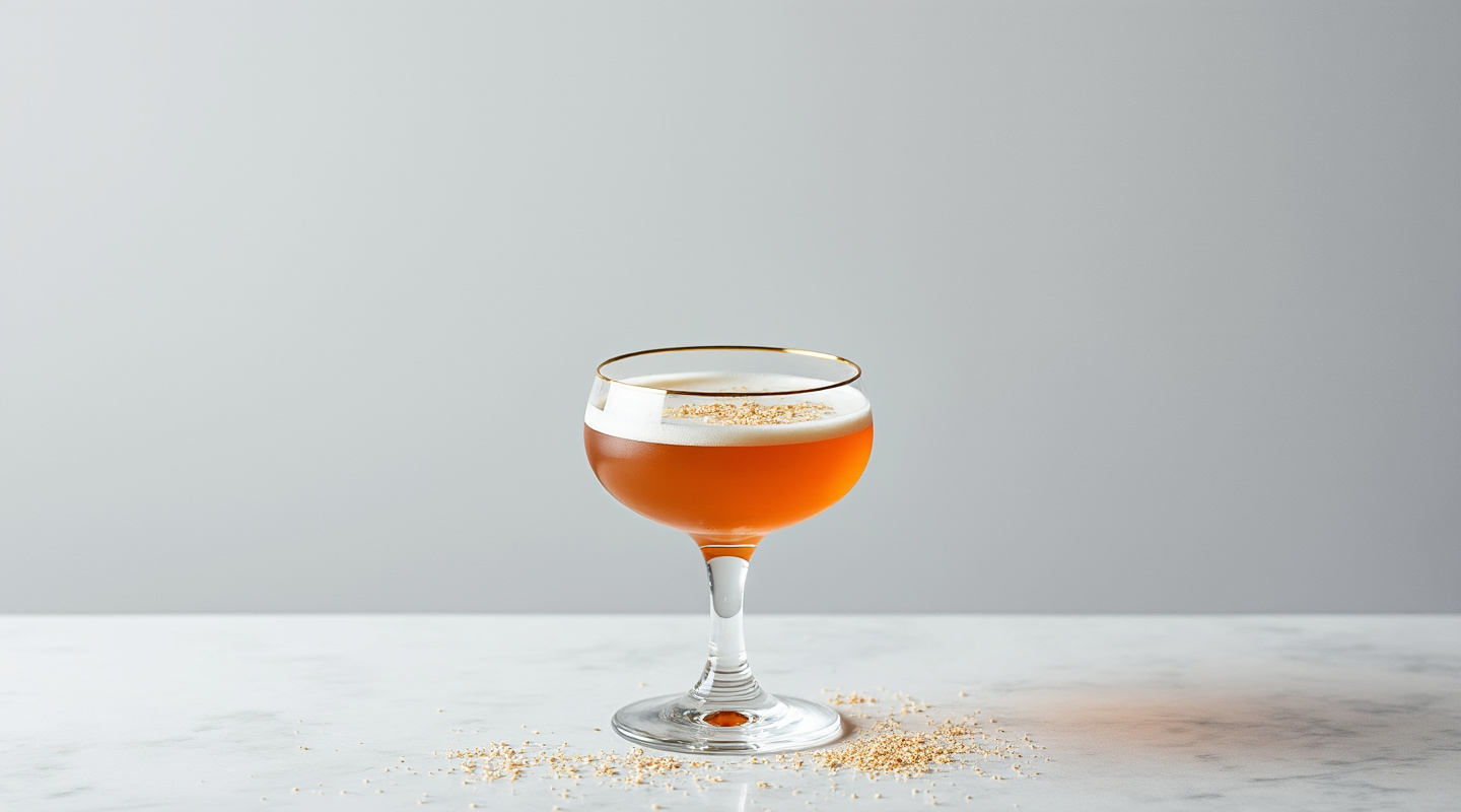 Gallnipper cocktail served in a coupe glass with nutmeg garnish.