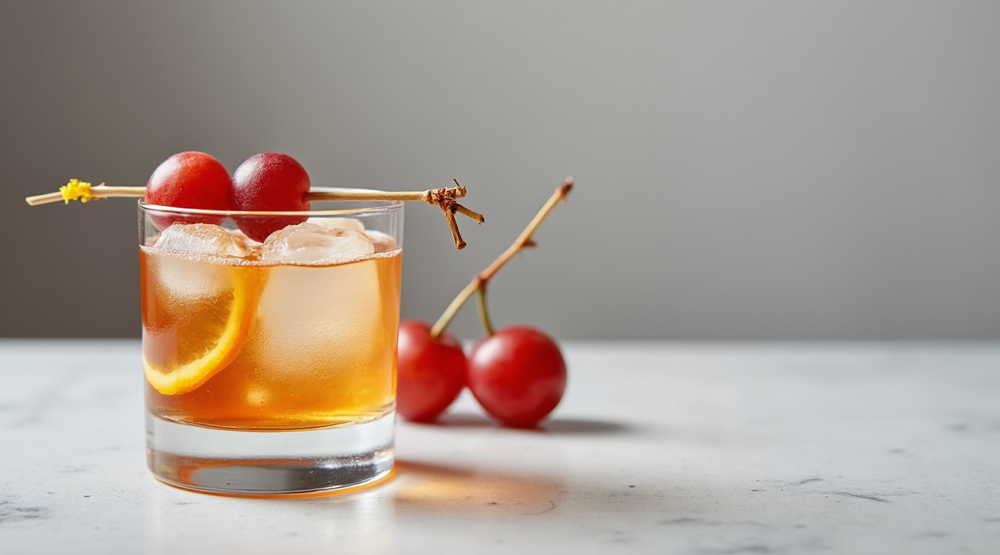 Fall Enzoni Cocktail with grapes and orange zest