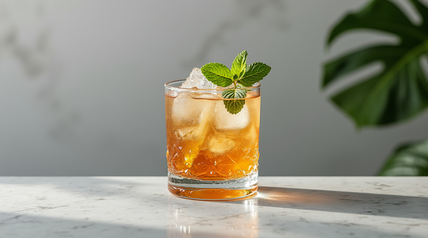 Bitter Mai Tai cocktail served in a Double old-fashioned glass
