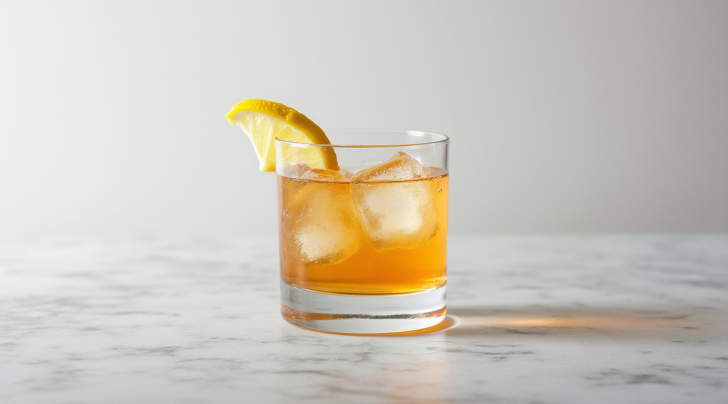 Orchard View Cocktail with a lemon twist garnish