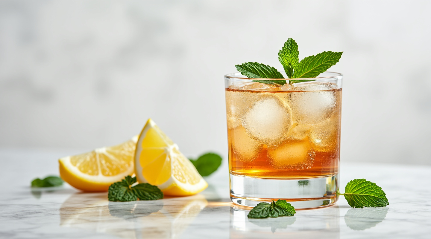 A vibrant and refreshing TJ Smash cocktail served with fresh mint garnish in an Old-Fashioned glass.