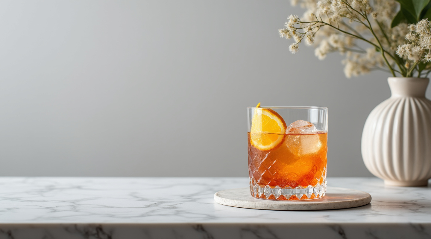 Stregotto cocktail in a glass with an orange slice garnish