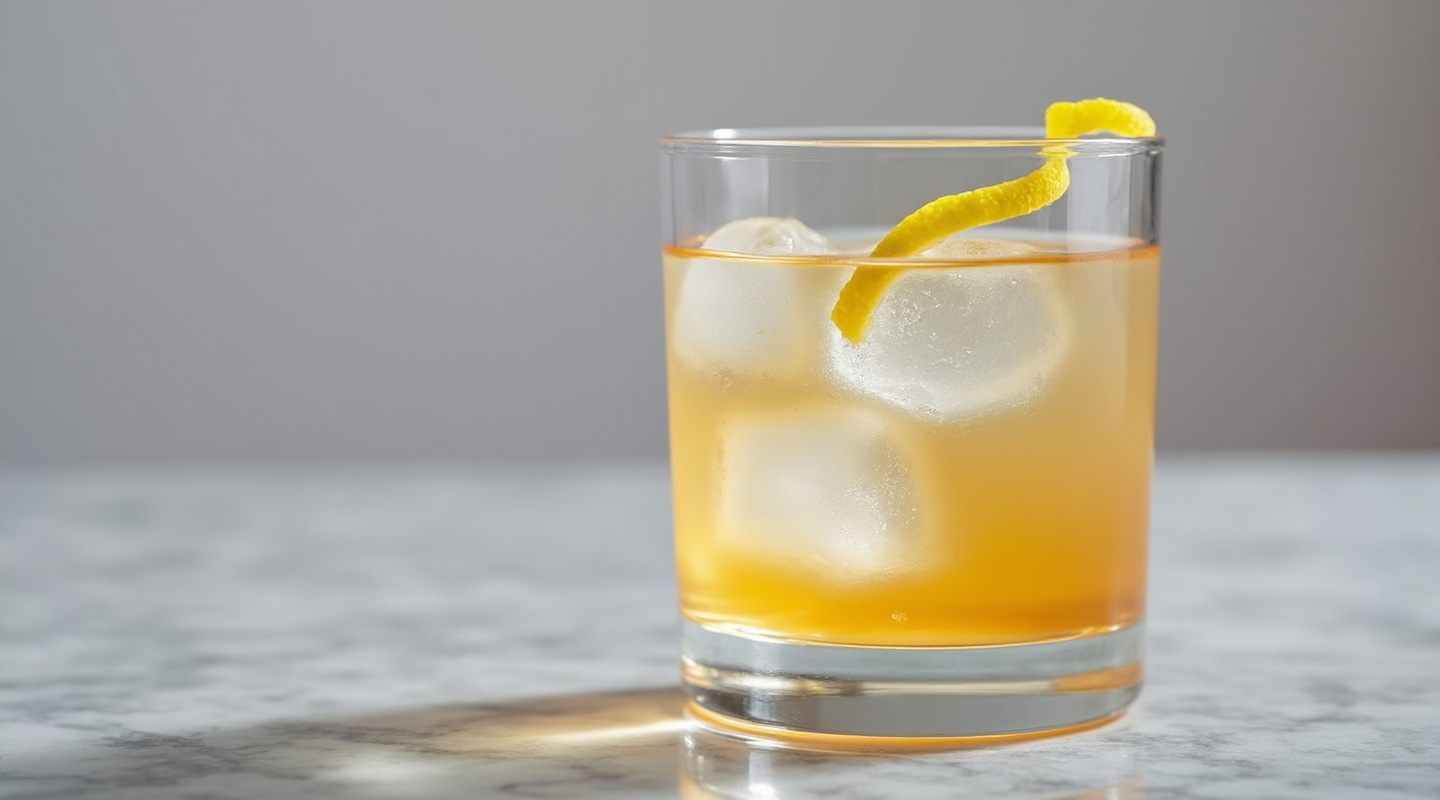 Doctor No. 2 in a chilled coupe glass with lemon zest twist