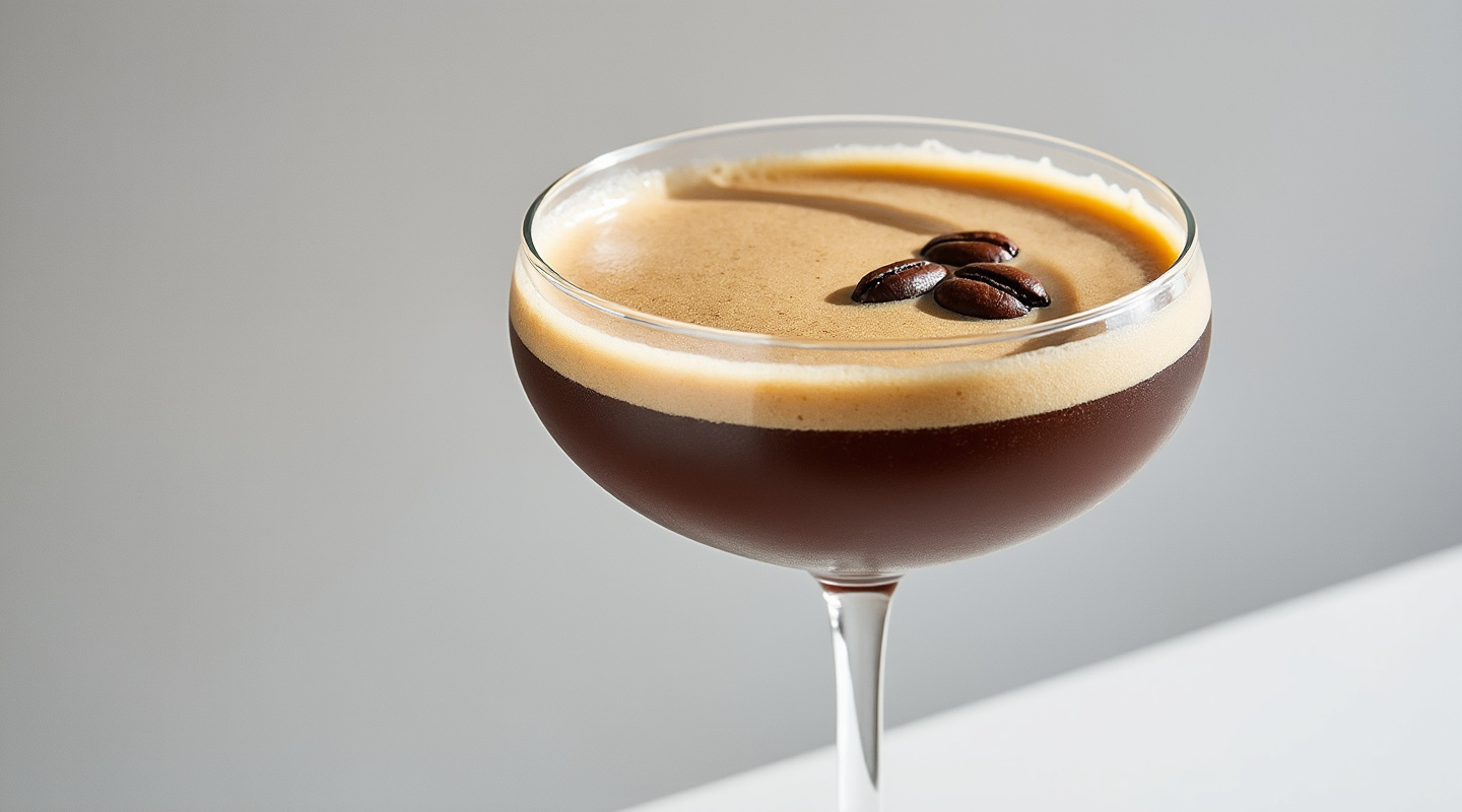 Espresso Margarita in a coupe glass garnished with coffee beans