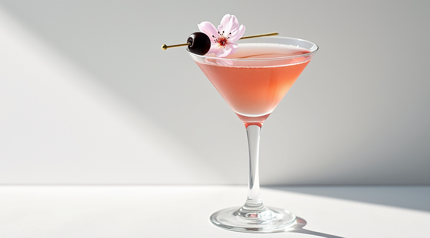 Cherry Blossom Sake Martini in a small glass