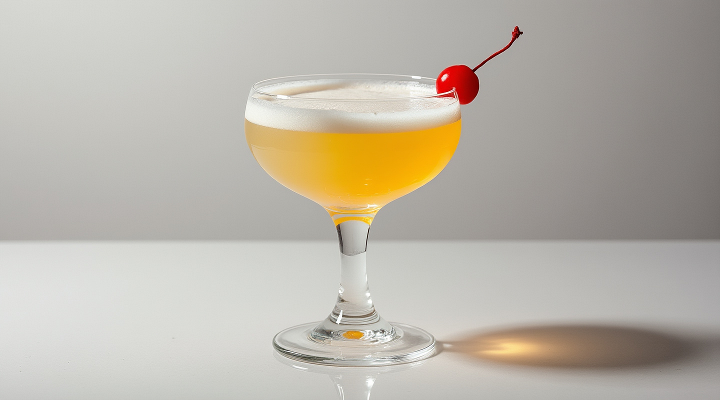 Golden Pisco Tang cocktail served in a coupe glass