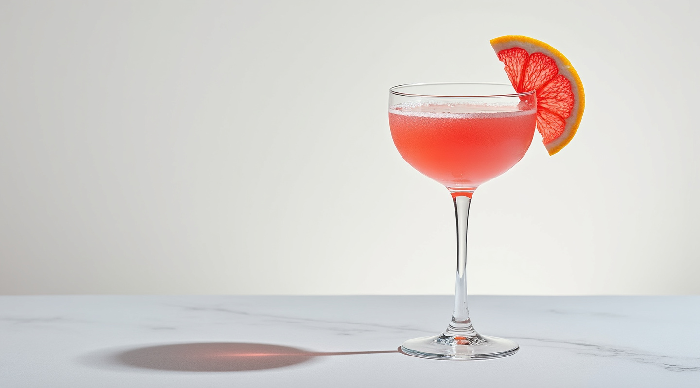 A vibrant Pink Aperitivo cocktail in a glass