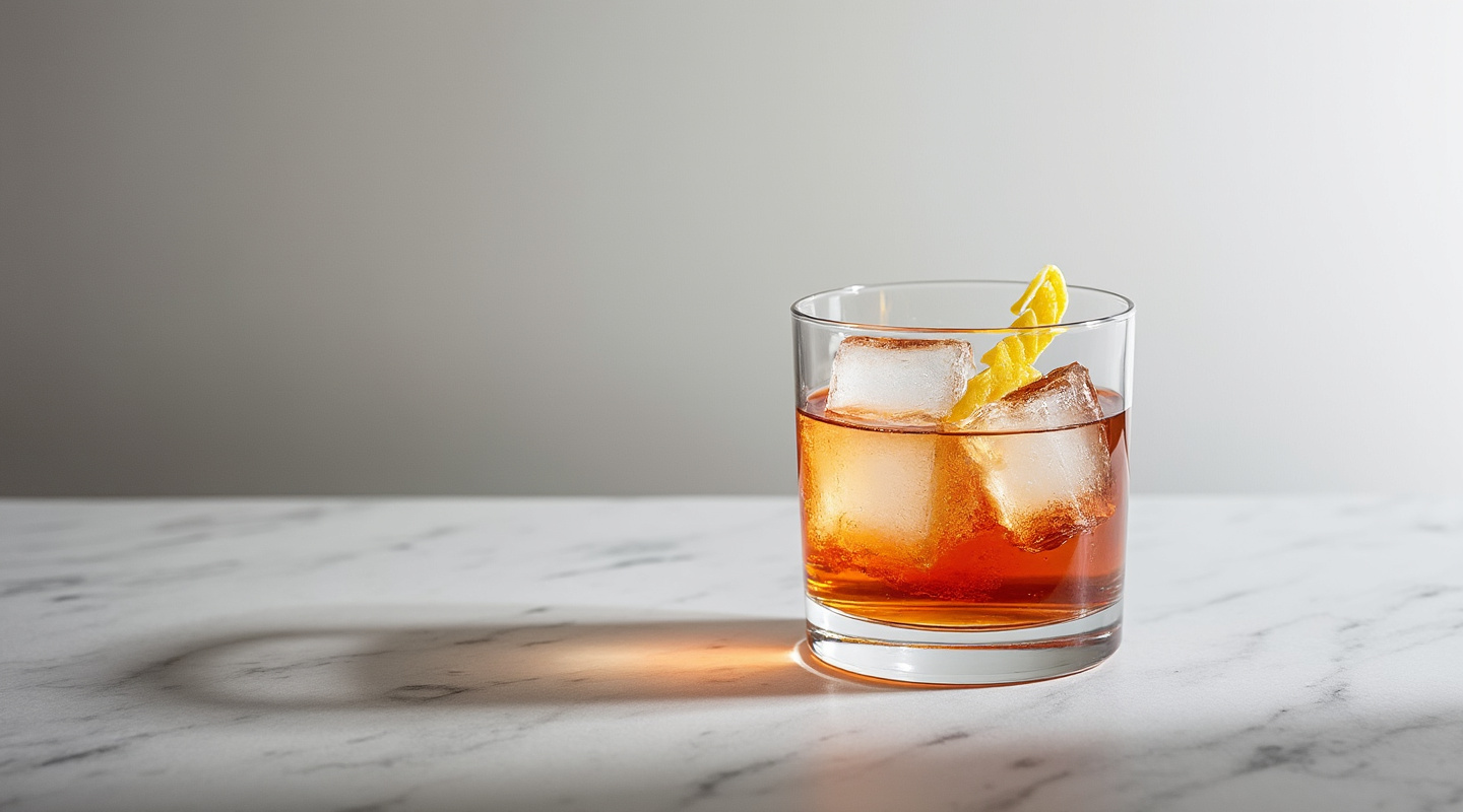 Ply & Pin cocktail in an Old-Fashioned glass