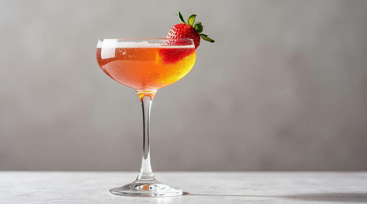 Absolutely Fabulous cocktail with strawberry garnish