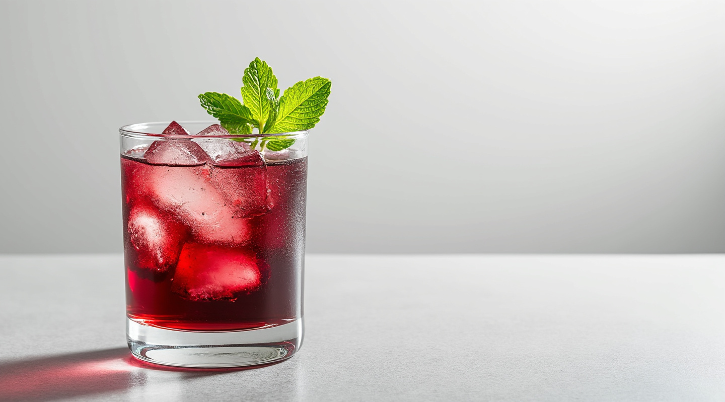 A refreshing Claret Cobbler cocktail served in a goblet with mint sprigs garnish