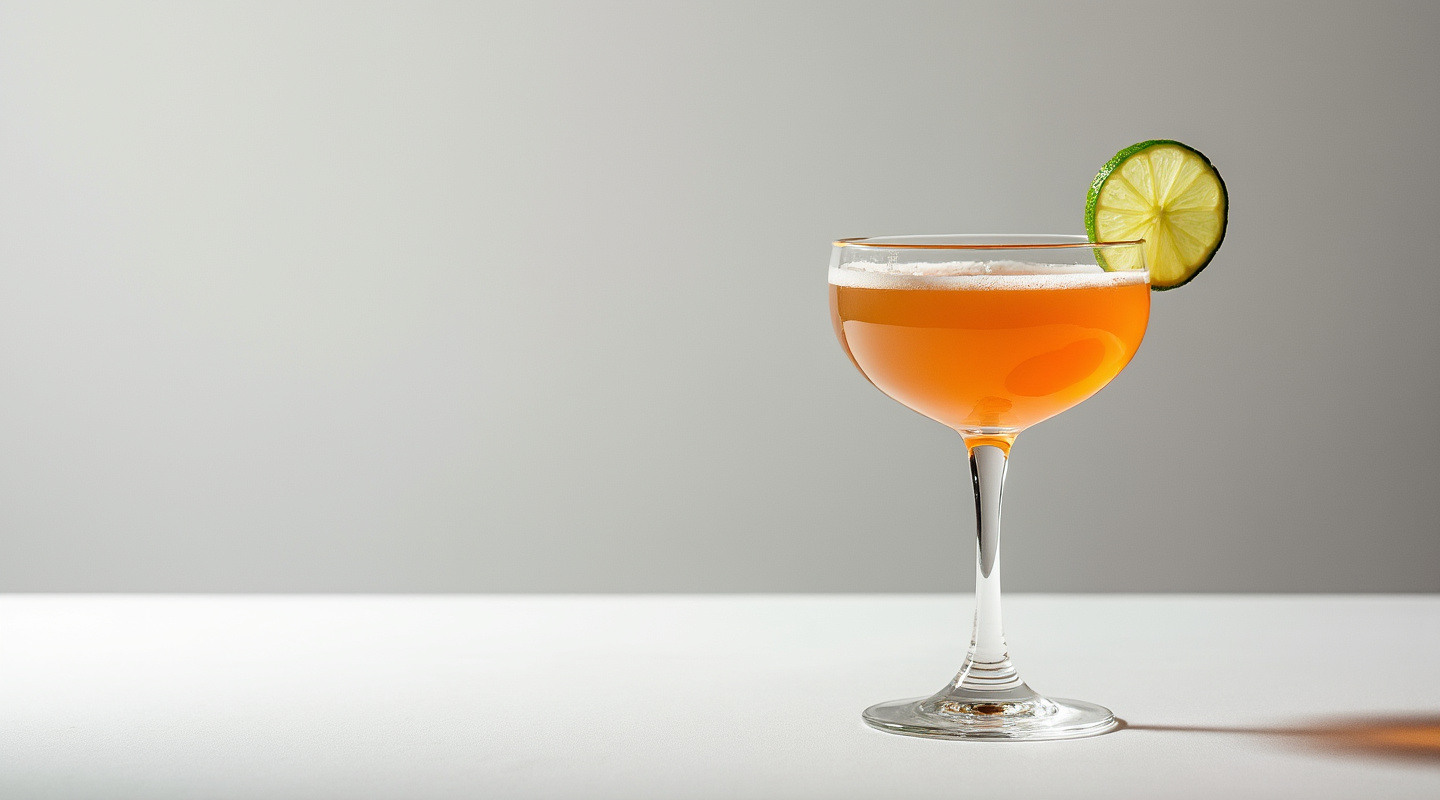 A Cruel Intention cocktail, garnished with a lime wheel, served in a chilled coupe glass.