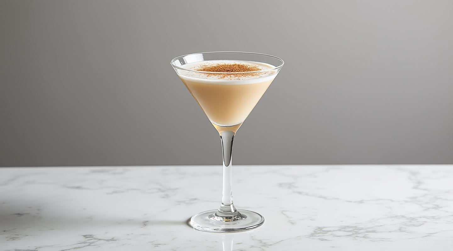 Frida's Brow cocktail with a creamy texture served in a chilled Martini glass