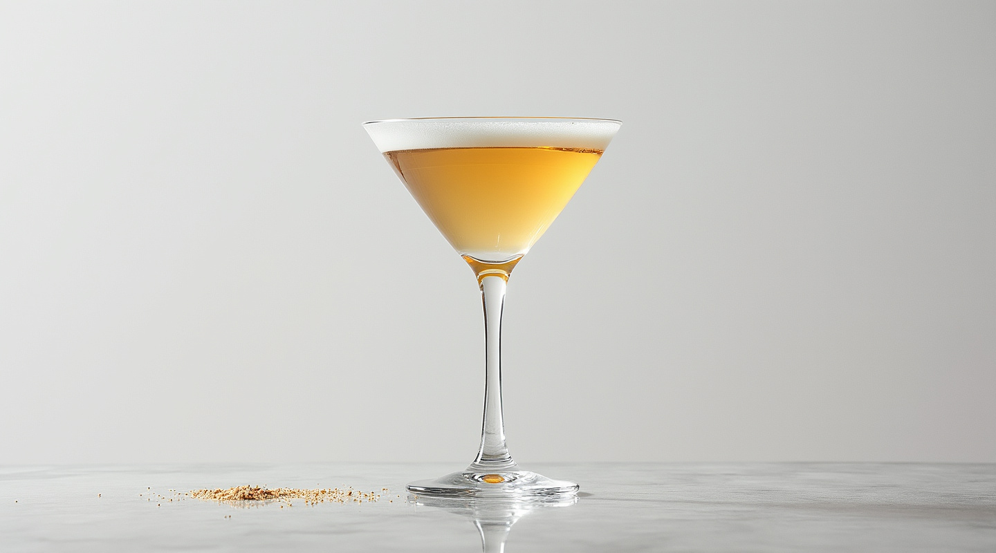 A creamy and elegant Dramatic Martini garnished with nutmeg