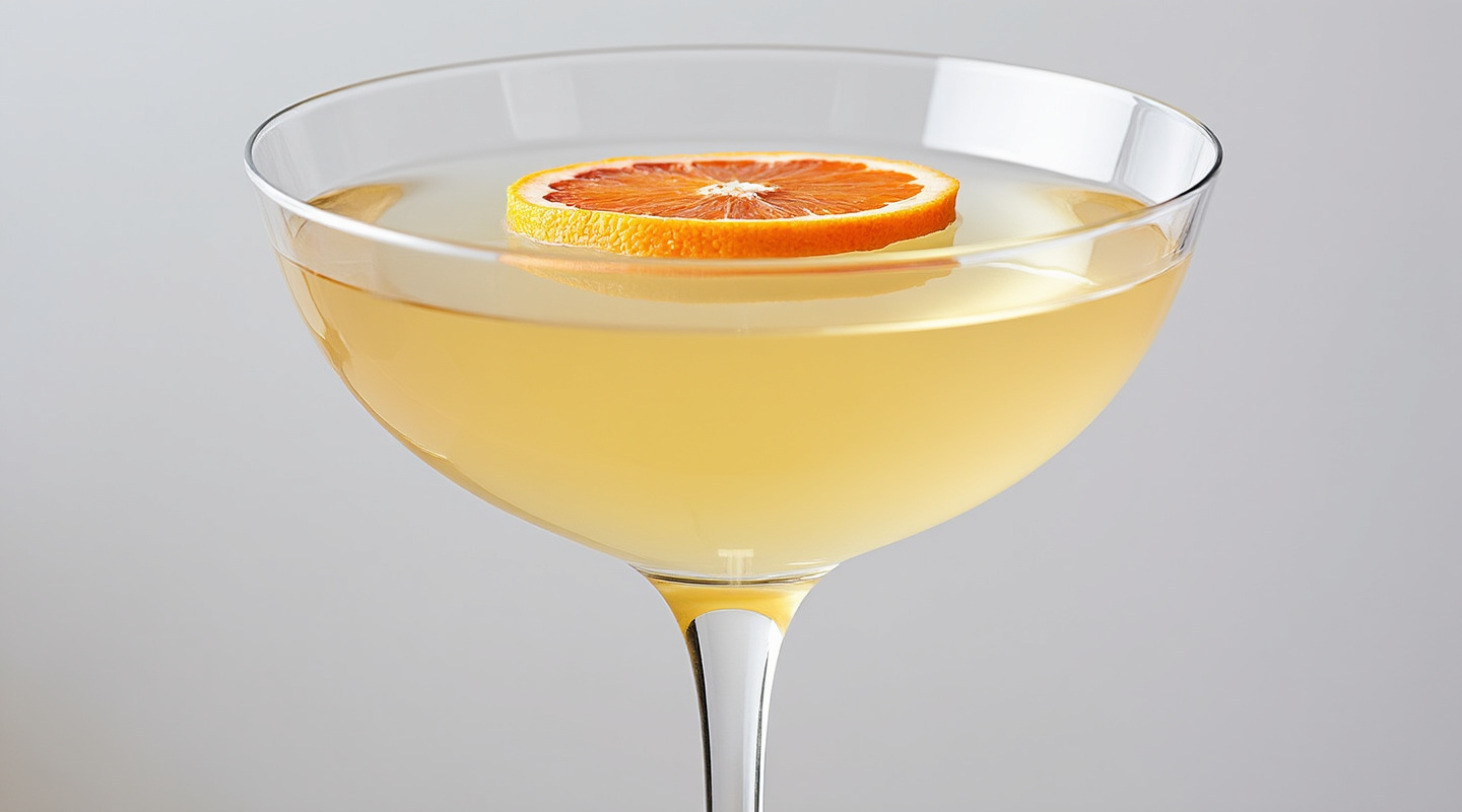 Dry Orange Martini in a Martini glass with grapefruit zest garnish