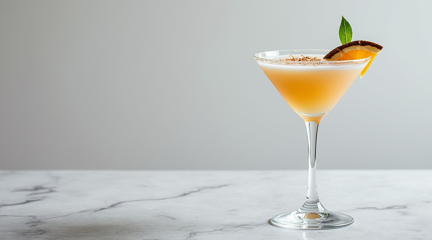 A creamy, nutty cocktail served in a chilled martini glass