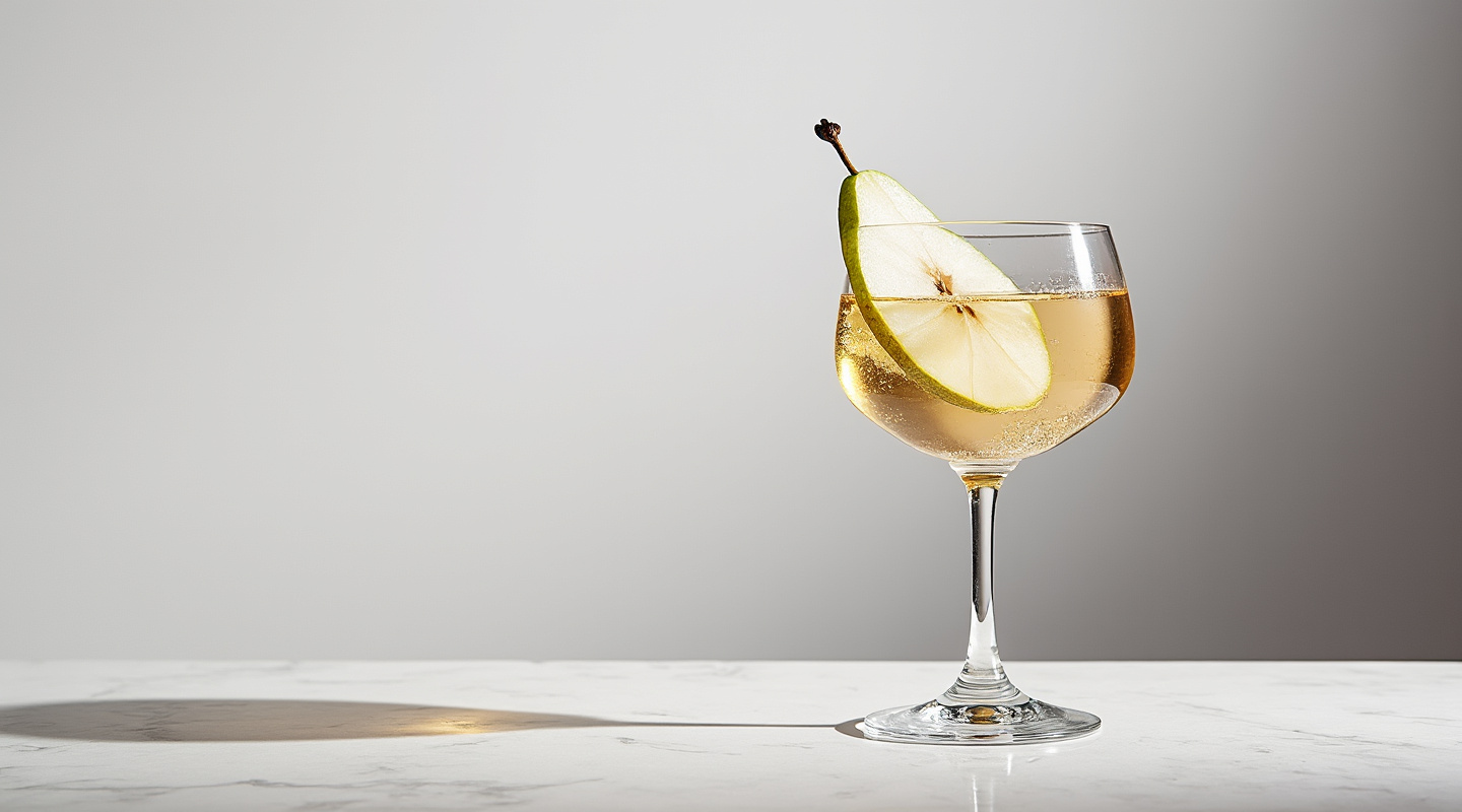 Pear-Shaped Spritz cocktail in a wine glass