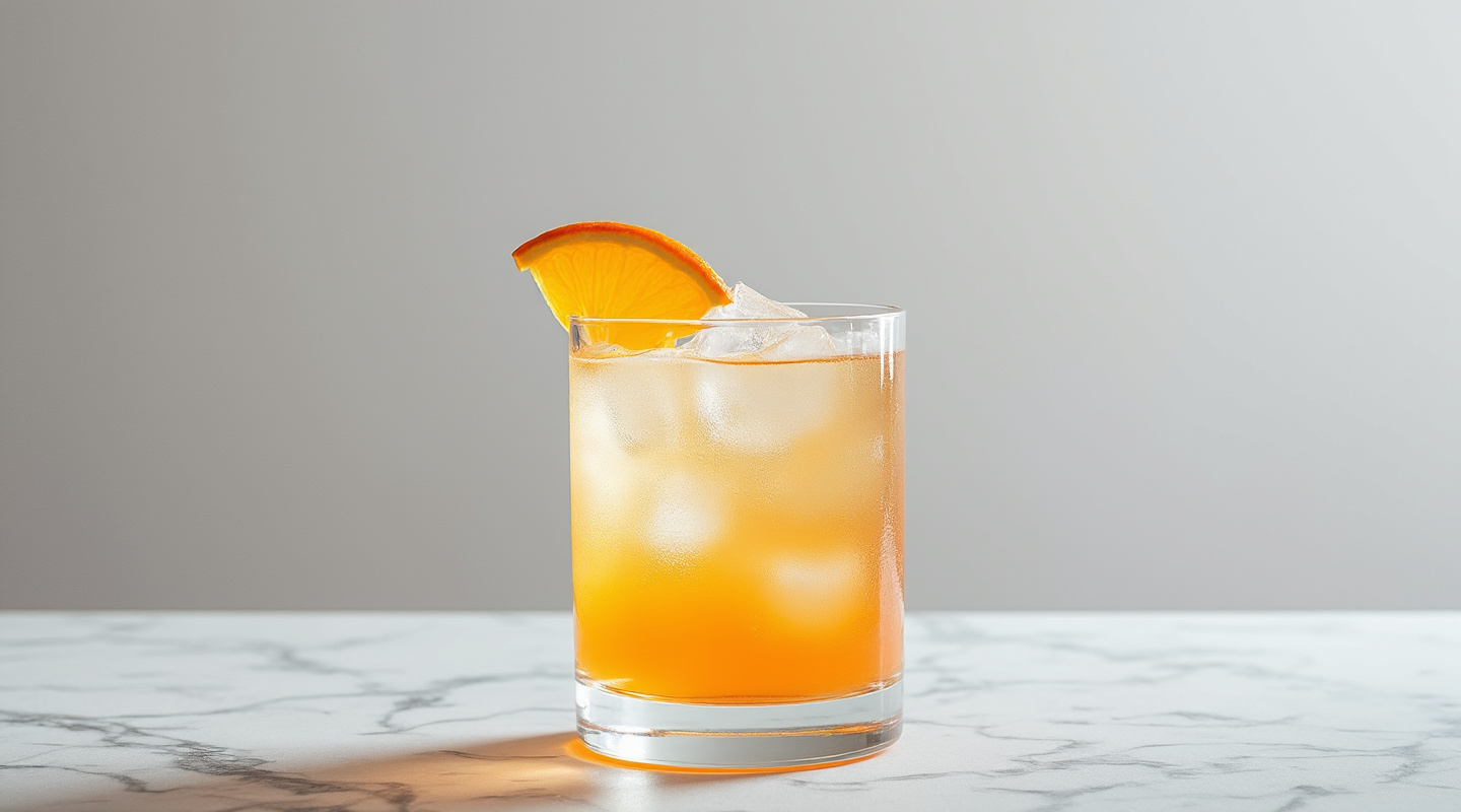 Pisco Naranja in a Collins glass garnished with an orange slice