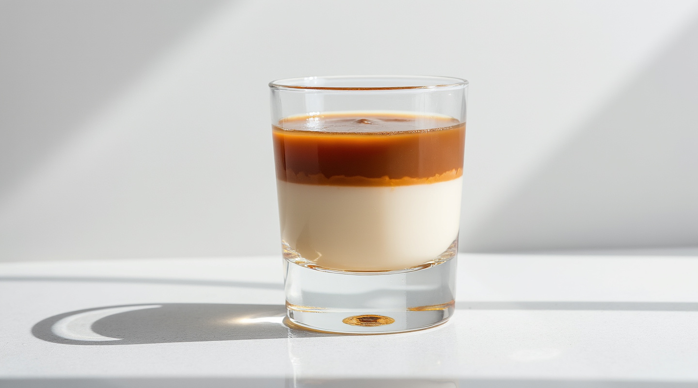 A layered Stealth shooter served in a shot glass