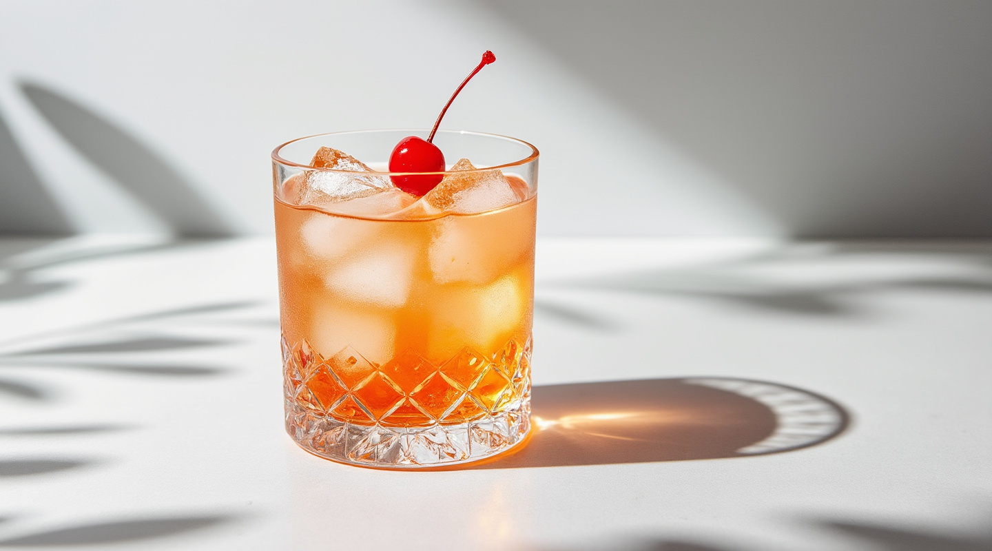 Tongue Twister cocktail in a glass with a cherry on top
