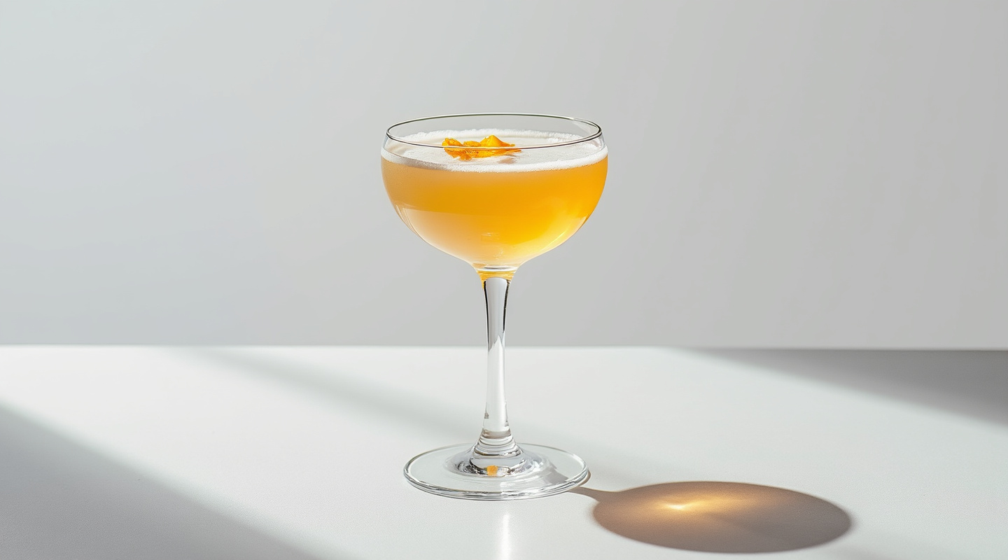 Vowel Cocktail in a coupe glass