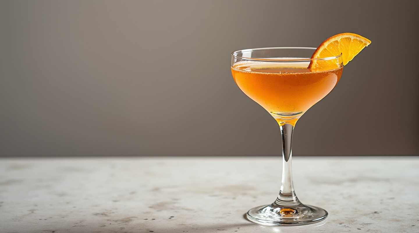 Golden Reign cocktail in a Martini glass