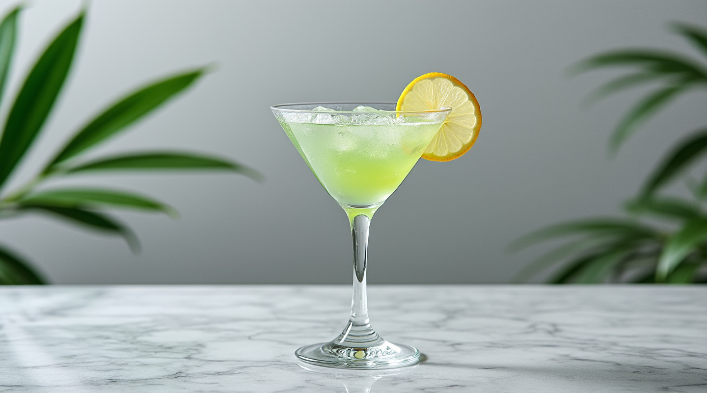 Green Beetle cocktail in a Martini glass