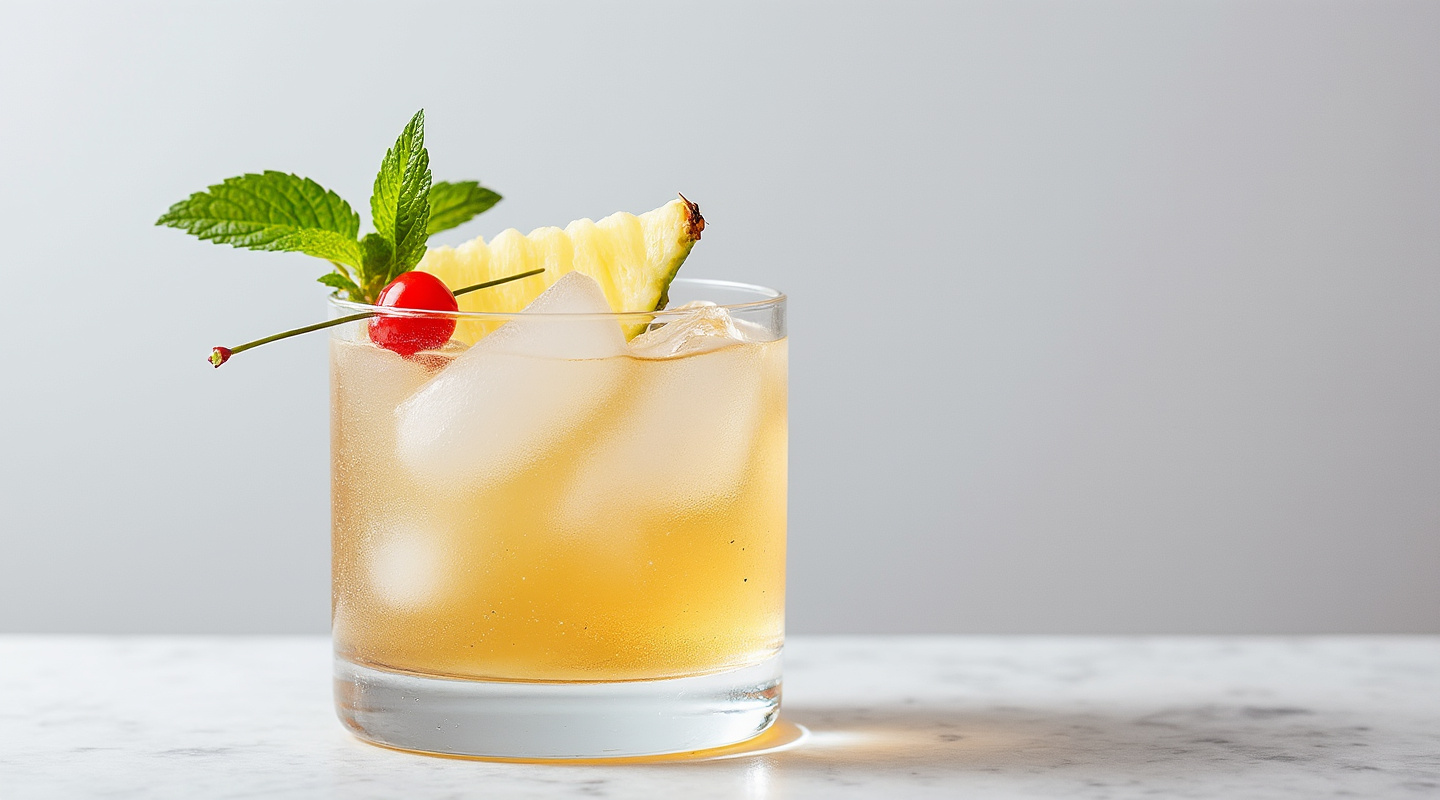 Honi Honi cocktail in a glass with garnish