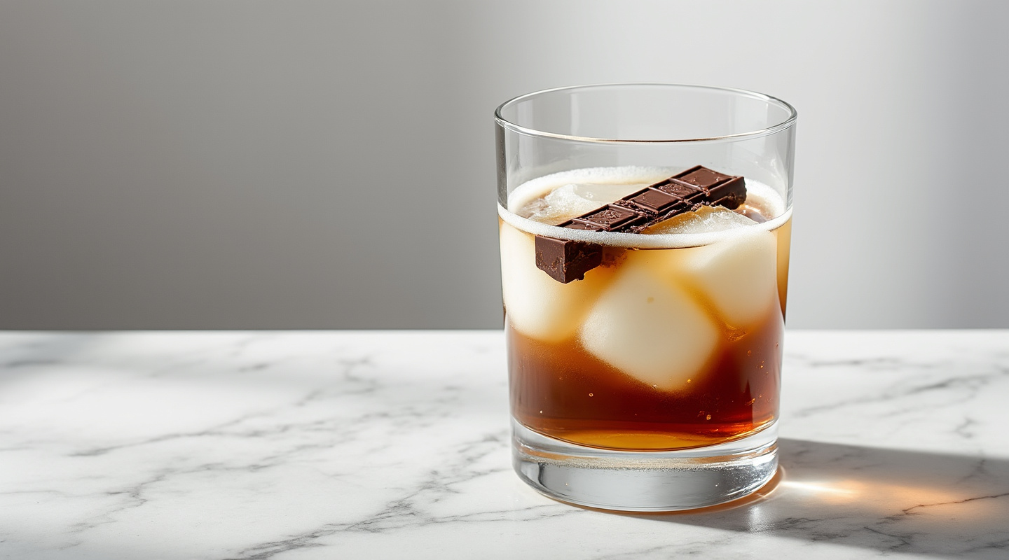 Creamy cocktail served in a Collins glass with a straw