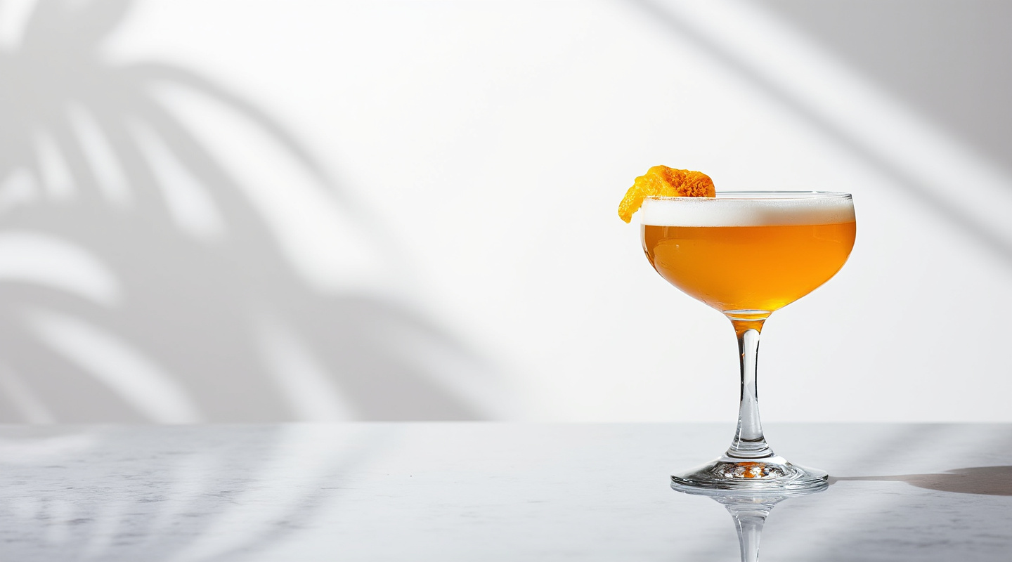 Pre Siesta cocktail served with an orange zest garnish