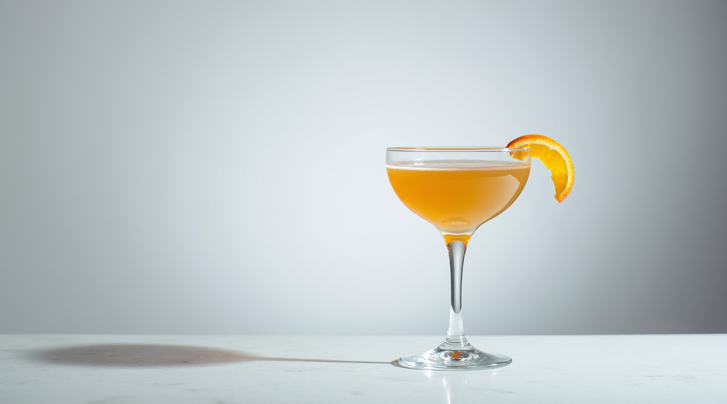 Valencia Martini in a glass with orange zest twist garnish